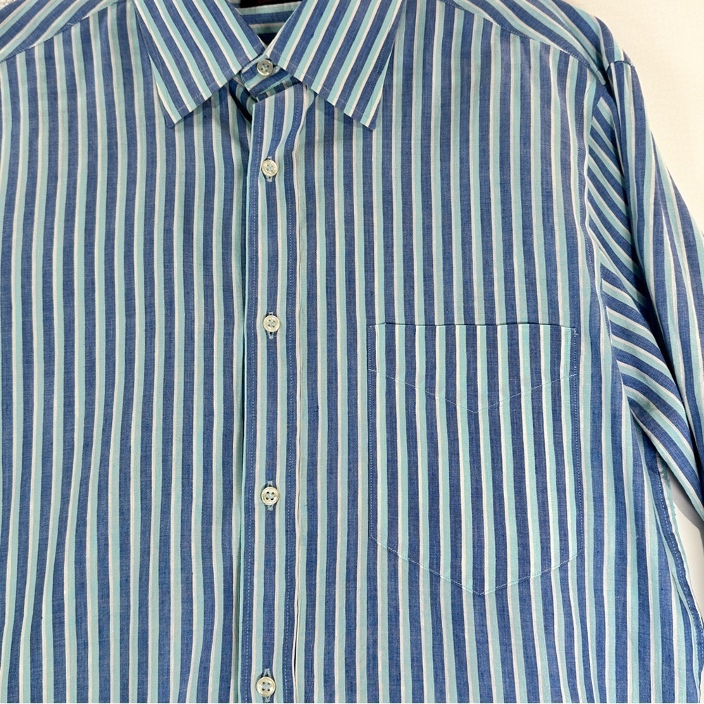 Paul & Shark Men’s Linen Button Down Striped Shirt Blue Medium - Picture 3 of 14